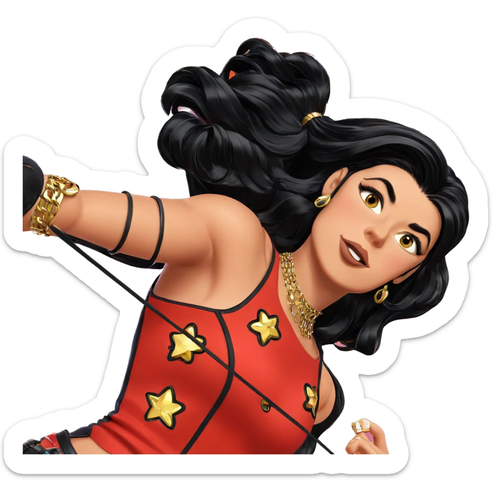 girl with black hair and jewelry sticker