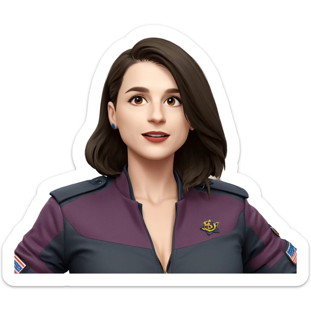 military girl in jacket sticker