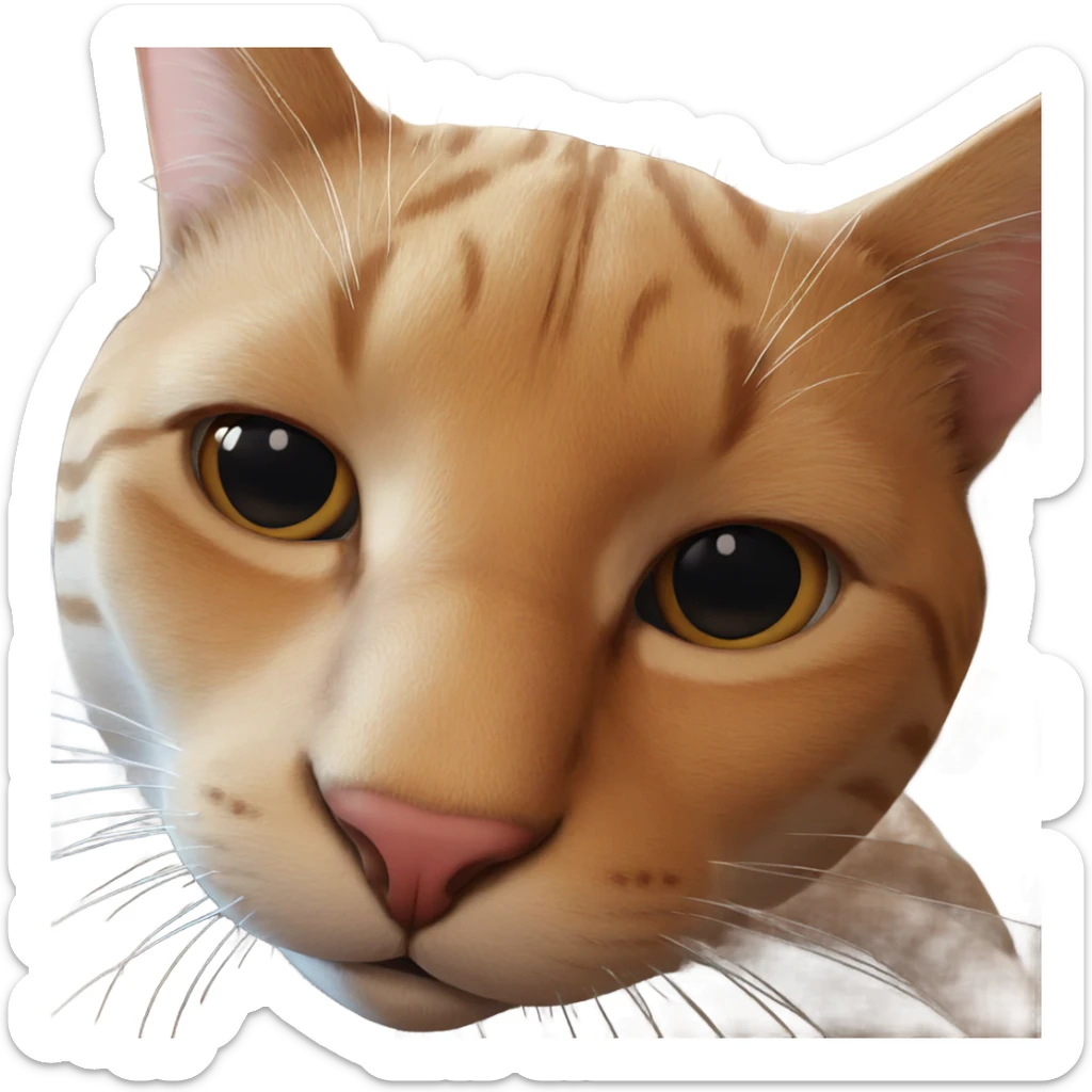 realistic cat with closed mouth sticker