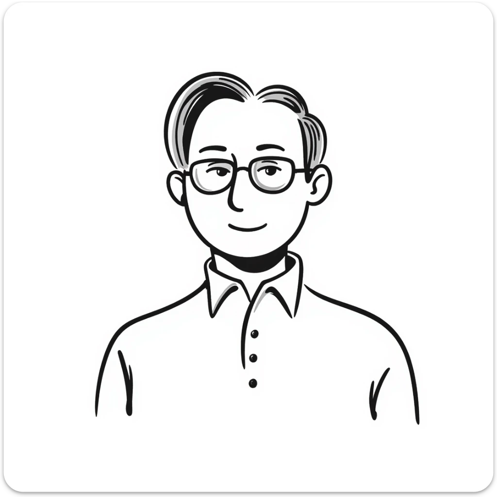 Steve Jobs with blonde hair and a nifty shirt, doodle style sticker