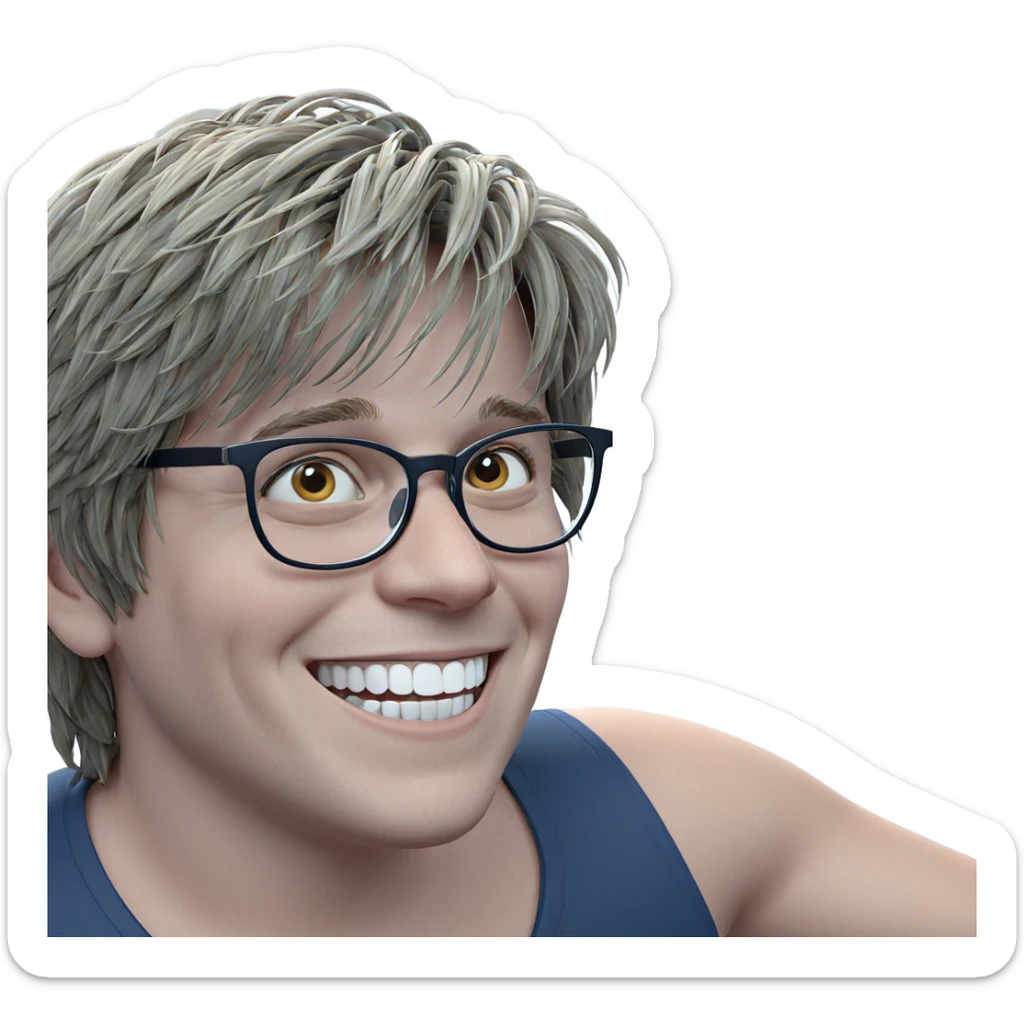 smiling boy with glasses sticker
