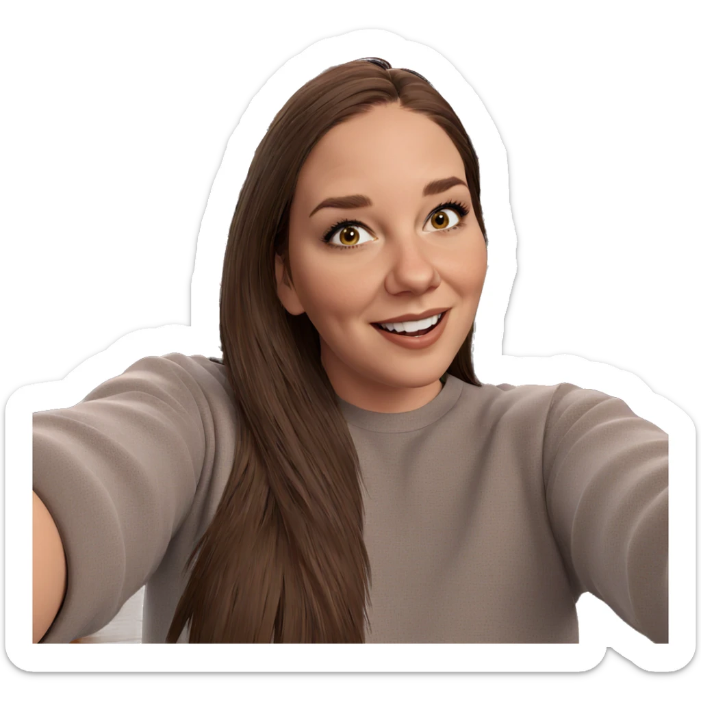 smiling girl with brown hair sticker