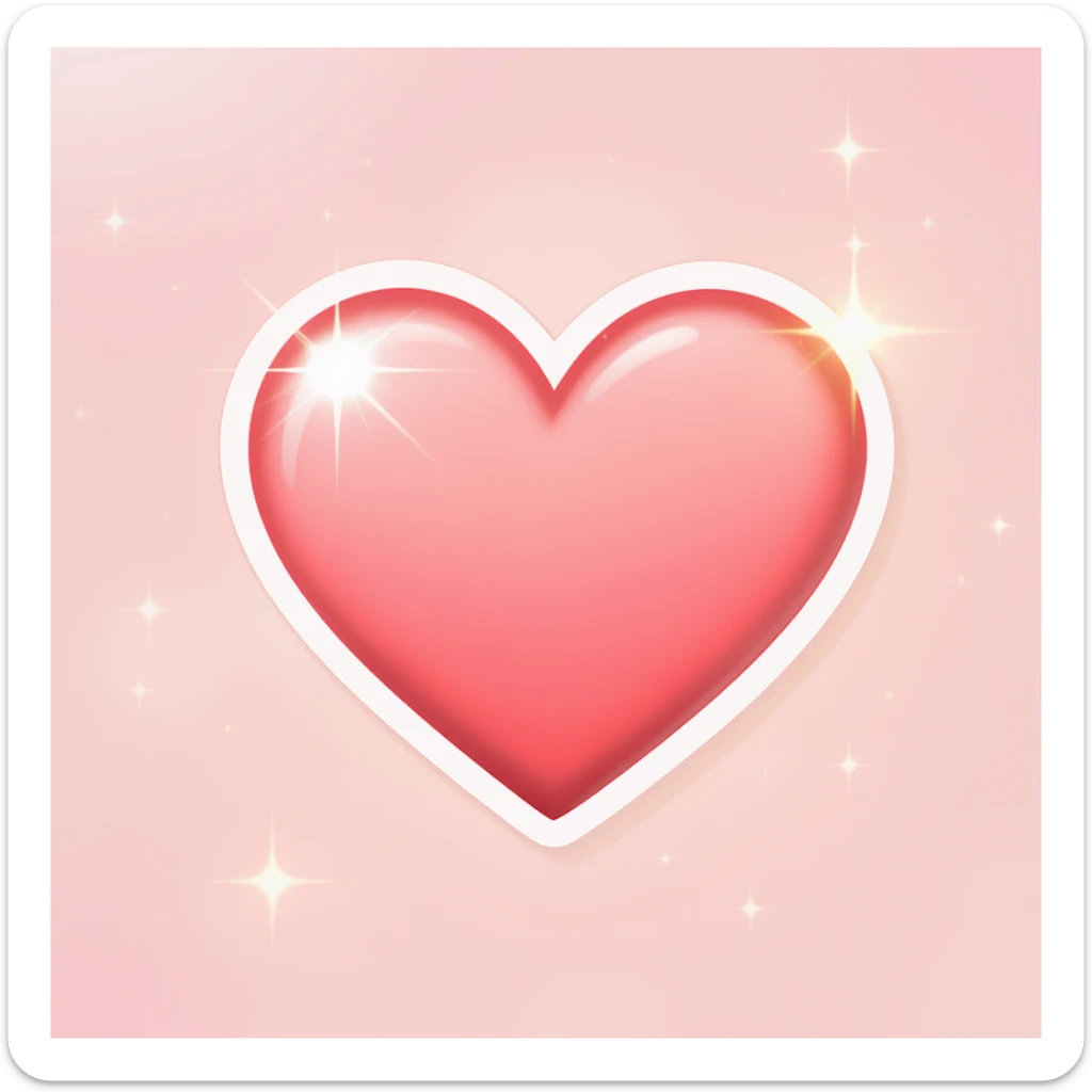 heart emoji, cute and shiny, with a gradient effect, no background sticker
