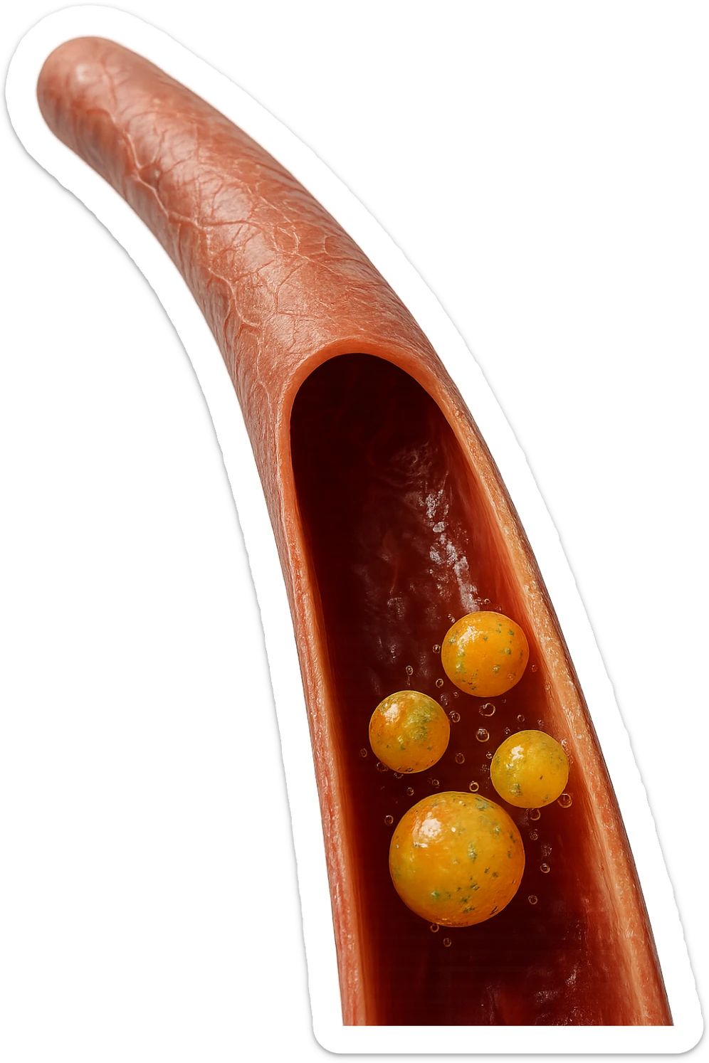 tossine che entrano in una vena umana anatomica realistica, vista dall'alto, iperrealistica 4k sticker