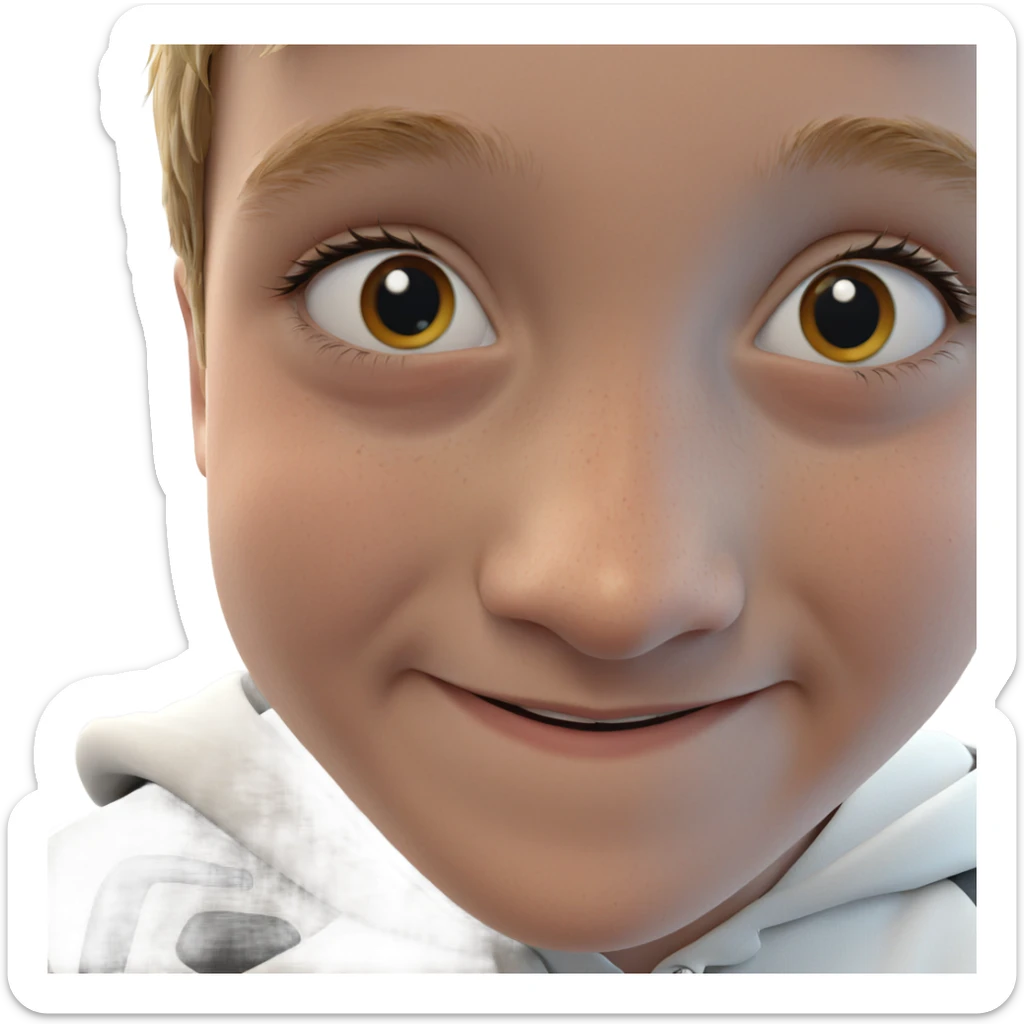 smiling boy with freckles sticker