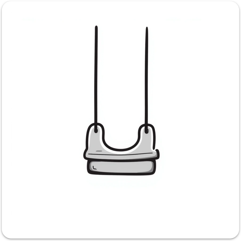 a children's swing with ropes and a seat, playful and safe design, pastel colors dd9fb0, ffc6d3, a3bfc9, c4bee2, f1b091, detailed hand-drawn doodle style sticker