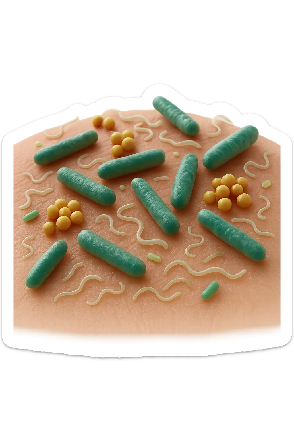 microbiota cutaneo in 3d  sticker