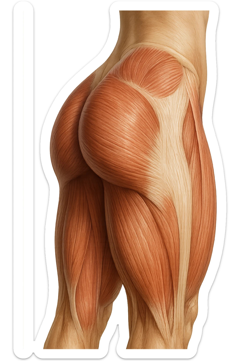 MUSCOLI DEL GLUTEO DI UN CORPO UMANO ANATOMICO REALISTICO, iperrealistico 4k sticker