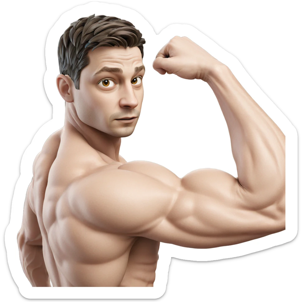 muscular man flexing indoors sticker