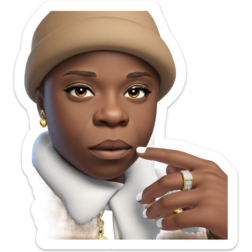 boy with jewelry and hat sticker