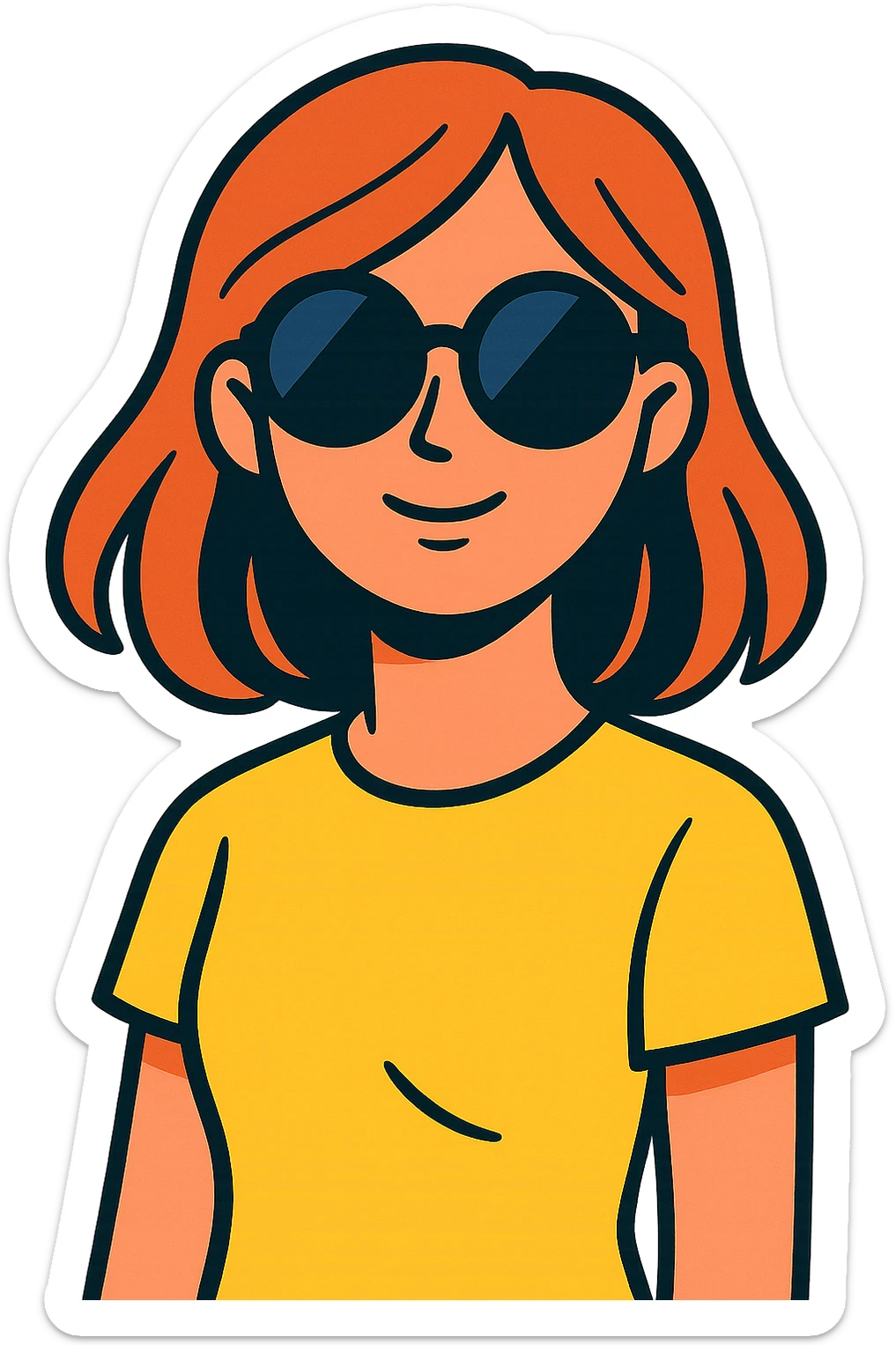 jolie fille avec des lunettes de soleil, style illustration moderne sticker
