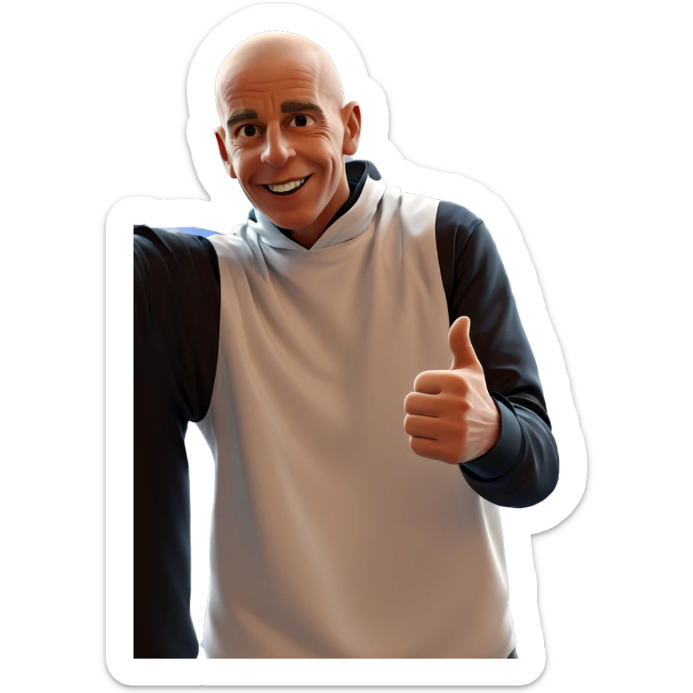 bald boy giving thumbs up sticker