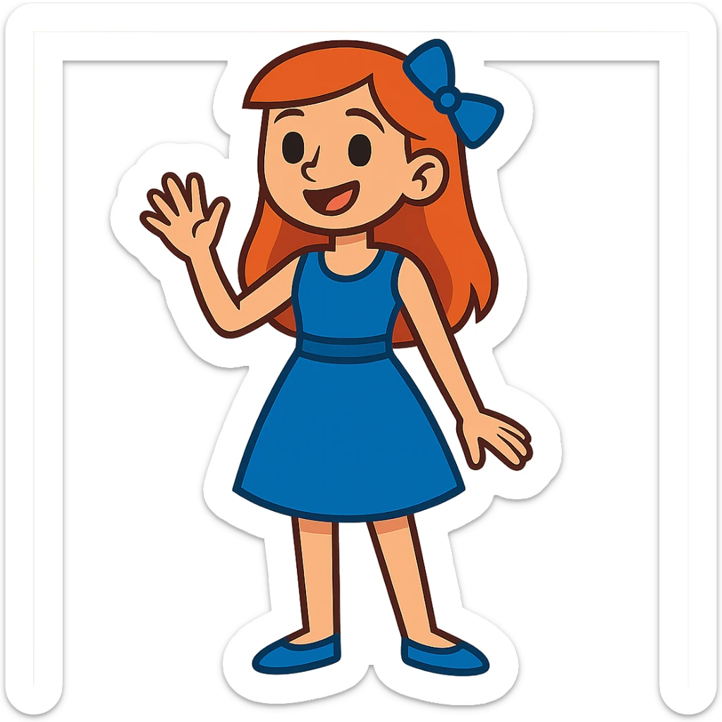 teen girl in a blue dress sticker