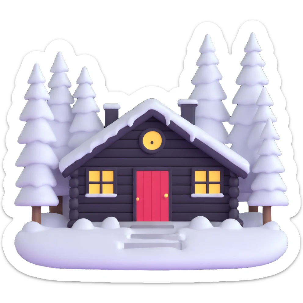 Bon Iver winter cabin in snowy forest sticker