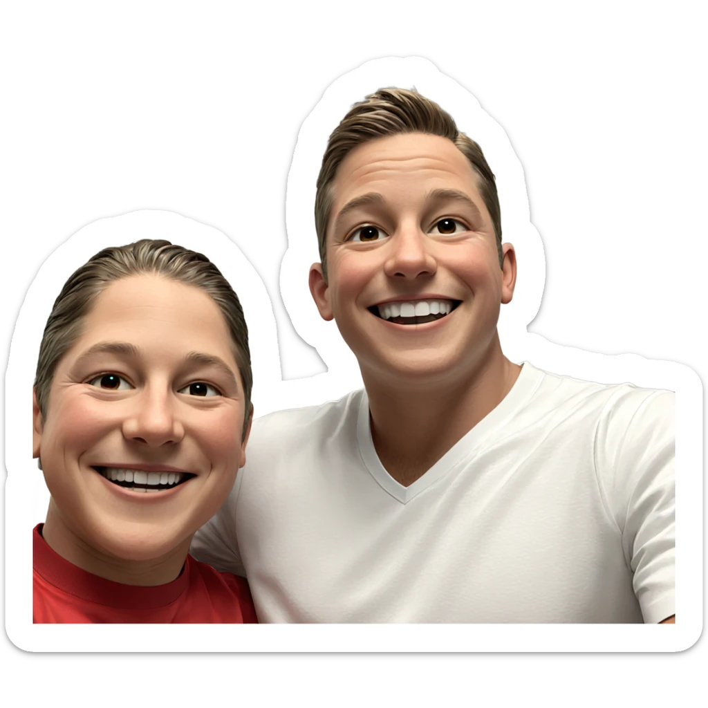 two boys sharing a smile sticker