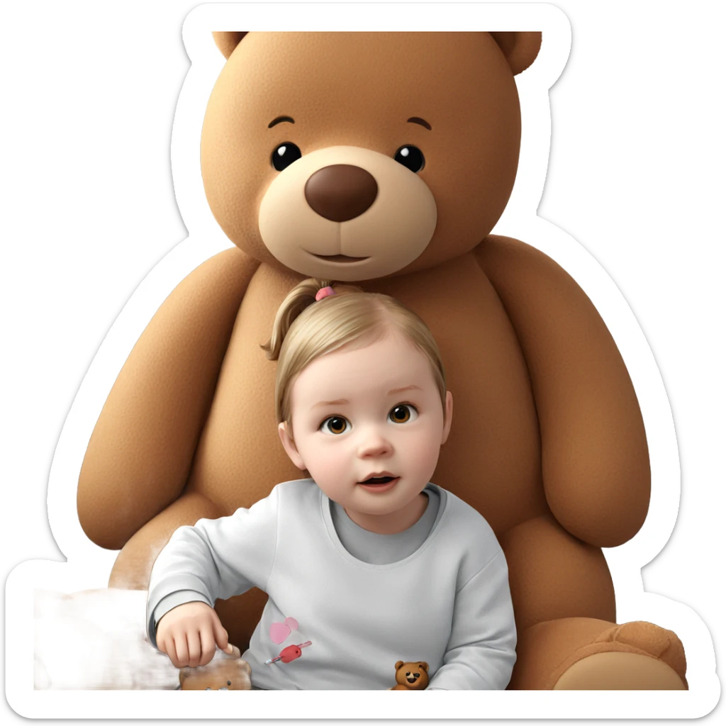 girl with teddy bear sticker