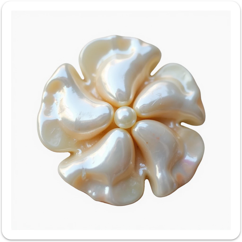 realistic hairclip made of mother of pearl, photorealistic, isolated, no hair, neutral background sticker