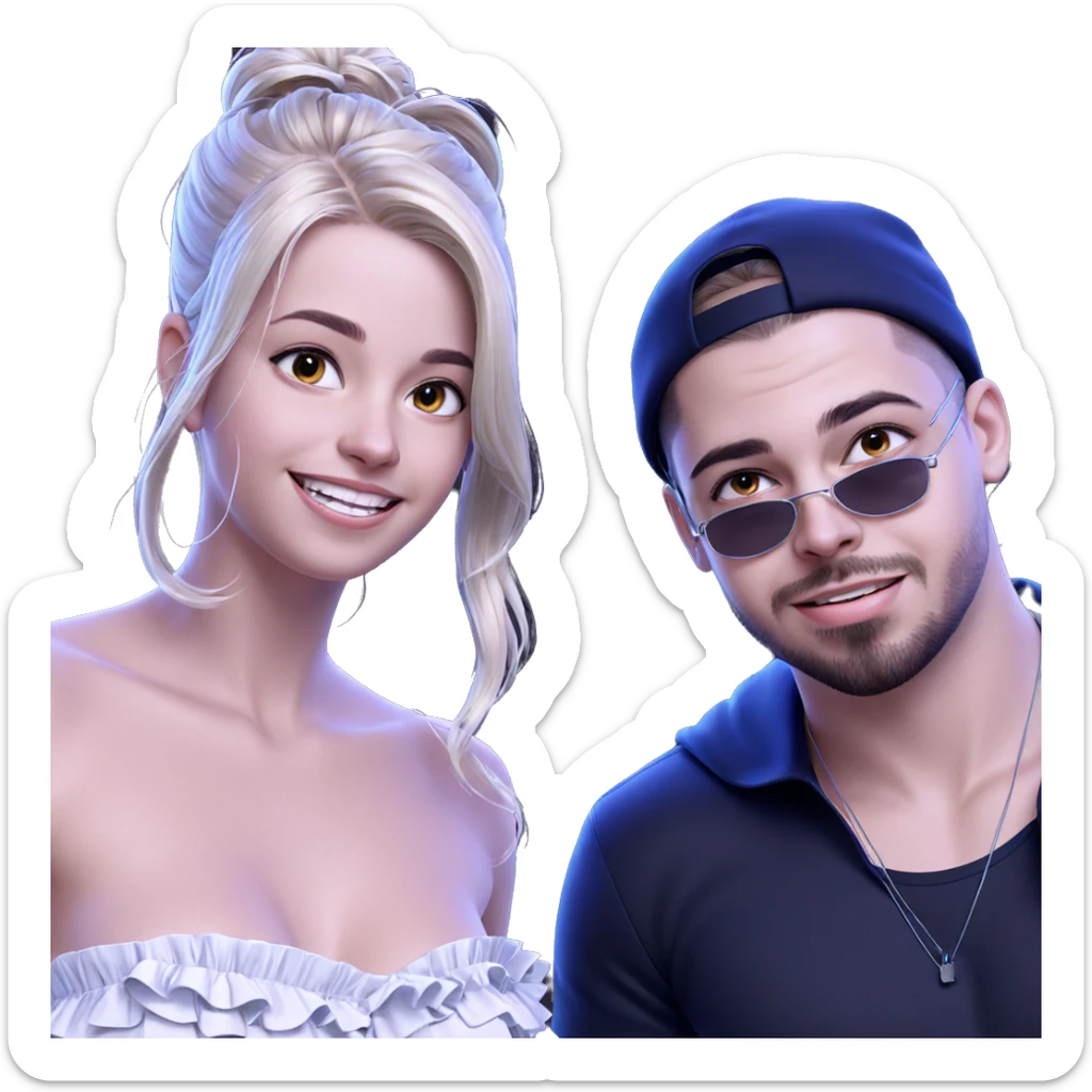 blonde girl and boy smiles sticker