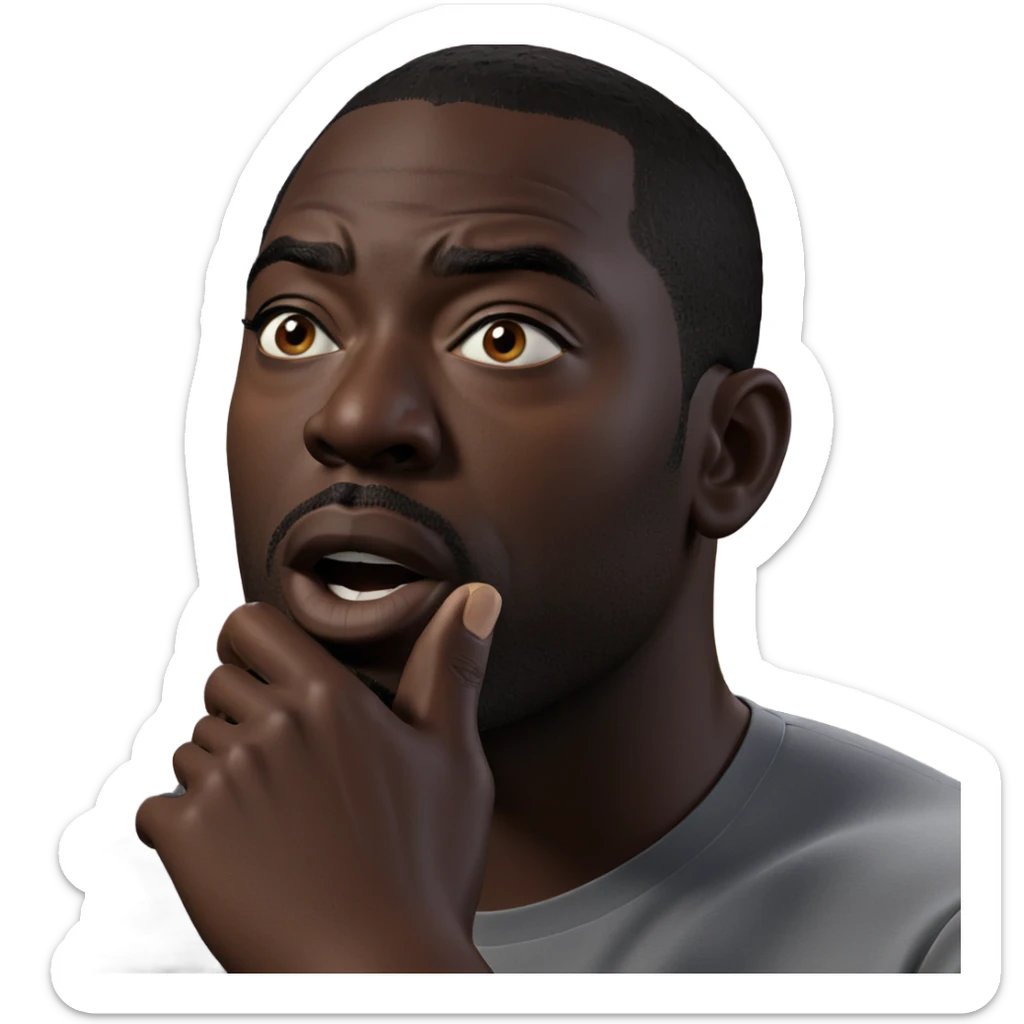 thoughtful dark-skinned male meme sticker