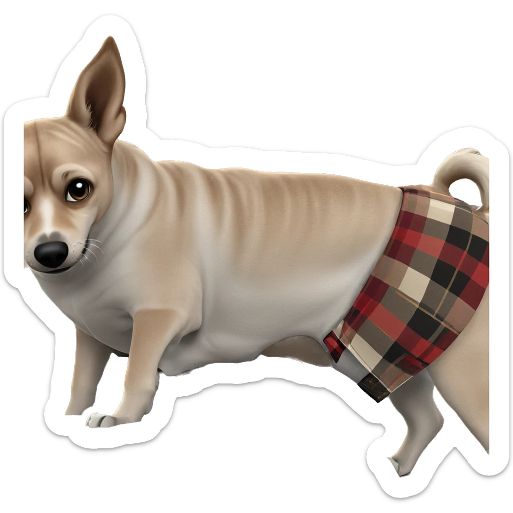 plaid skirt with dog indoors sticker