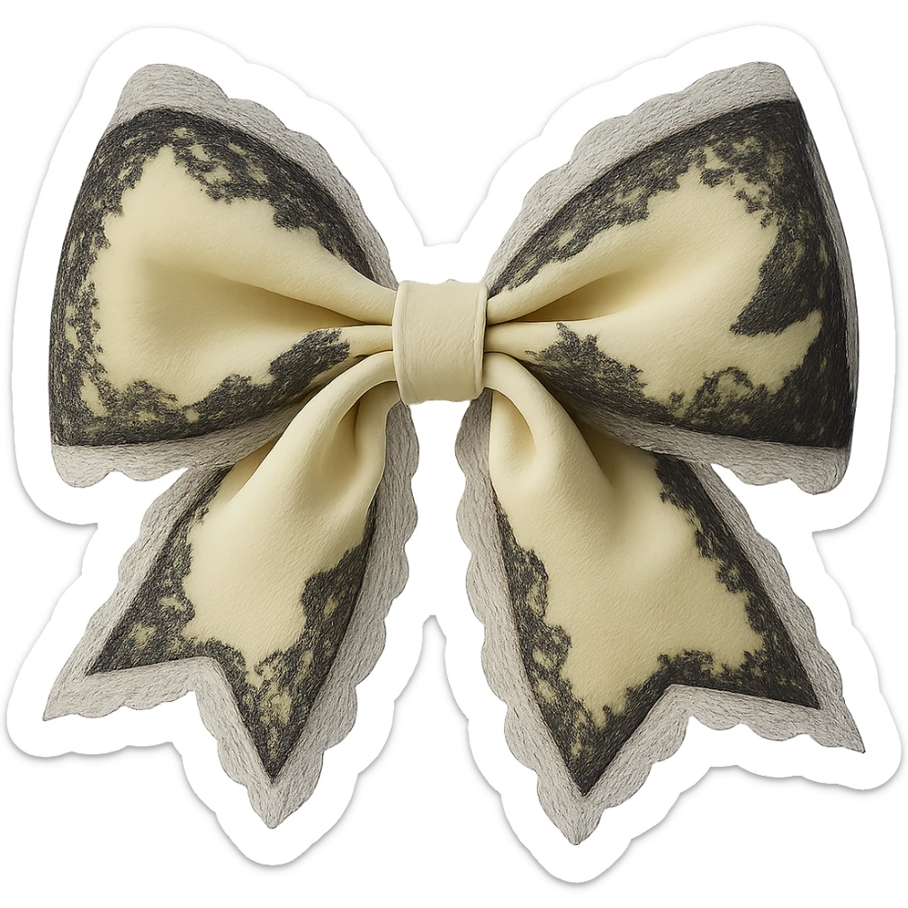 Make the gothic yellow bow pastel yellow while keeping the lace and velvet details. Maintain a photorealistic style and keep the background transparent. sticker