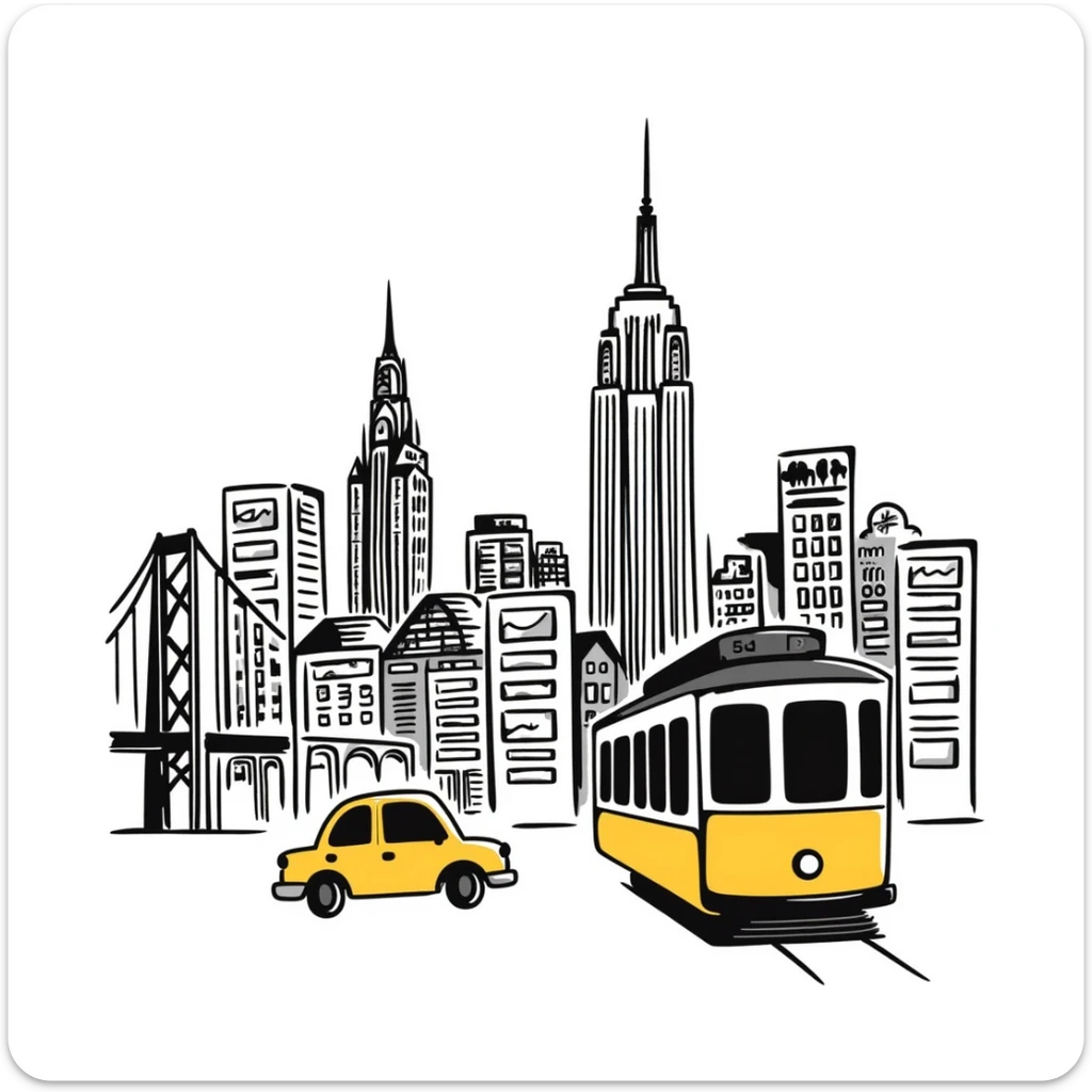 city landscape of San Francisco mixed in with new york  sticker