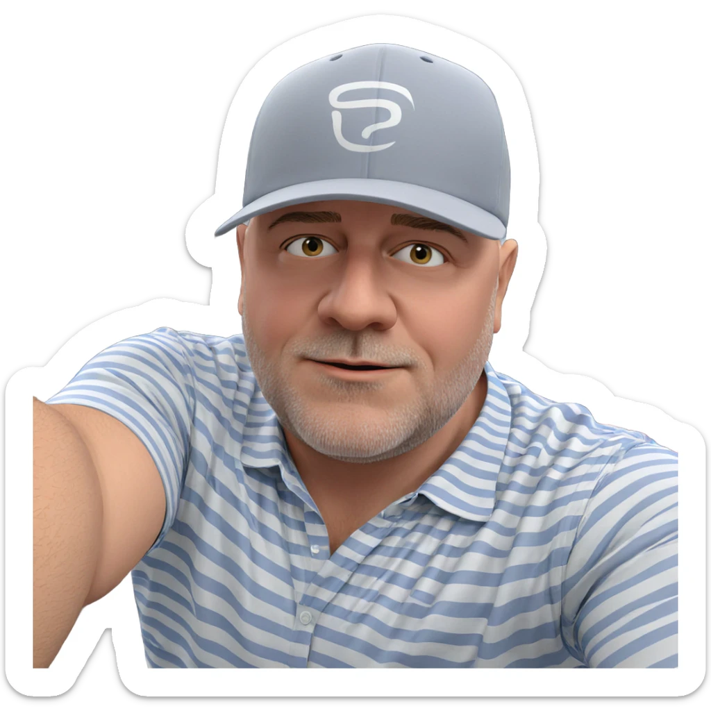 man in striped shirt selfie sticker