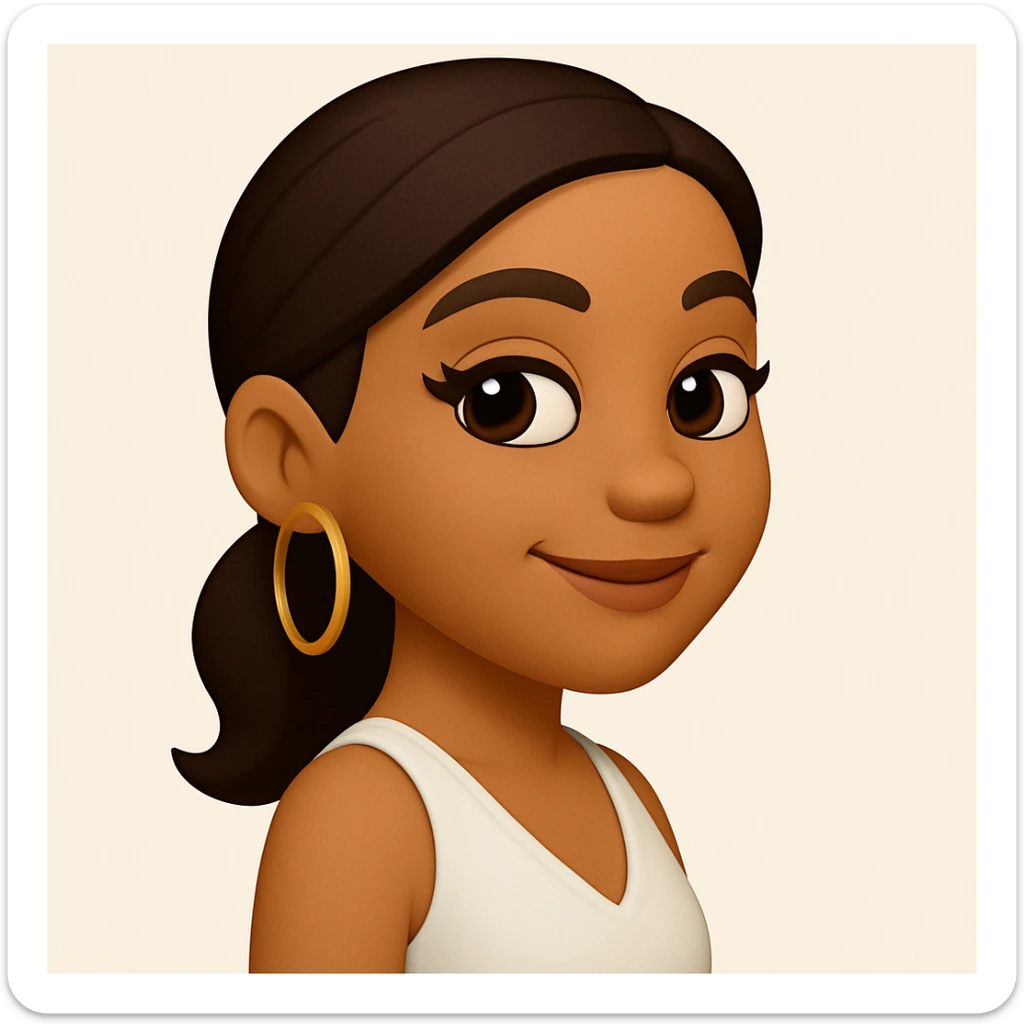 turn the second man in emoji style of the 1st image, match the facial features and match dressing style of the 2nd image, she is wearing white tank top lose, side pose sticker