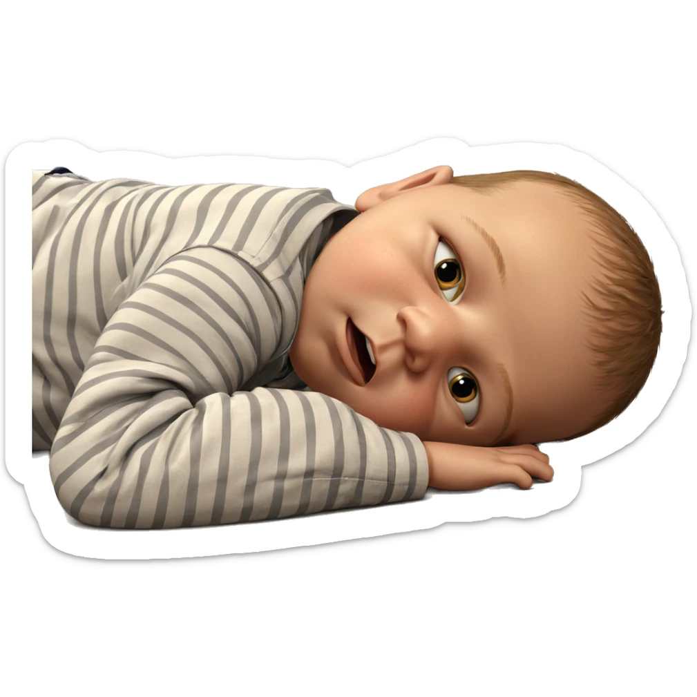boy in striped shirt lying down sticker