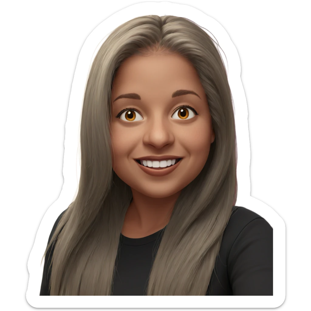 smiling girl with long hair sticker