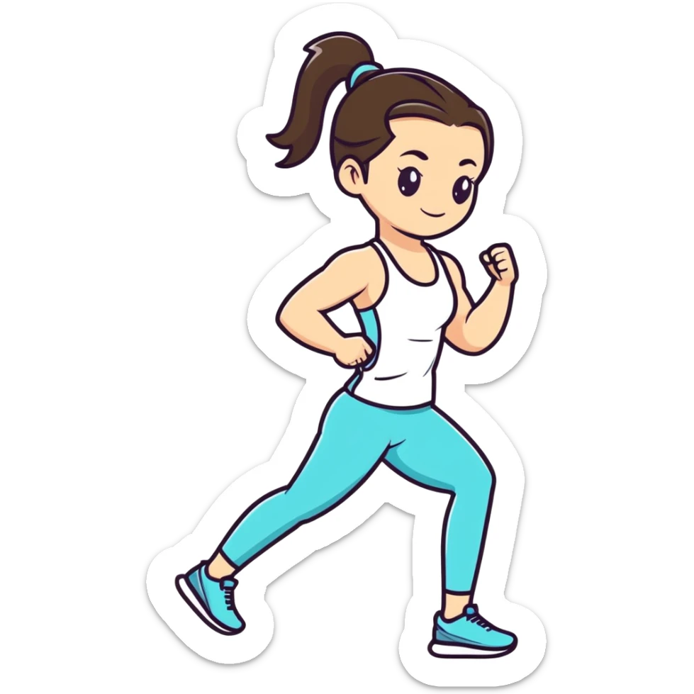 35 years brunette fitness girl pony tail  sticker