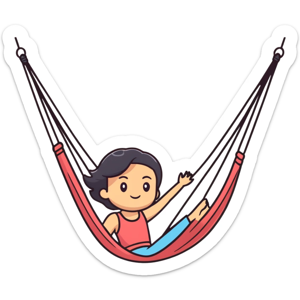 cartoon emoji of a serious girl with straight hair, strong outline, expressive face, muted pastel tones, subtle Capricorn accent, grounded expression, hint of yoga hammock, cosmic motifs, sweet and grounded sticker
