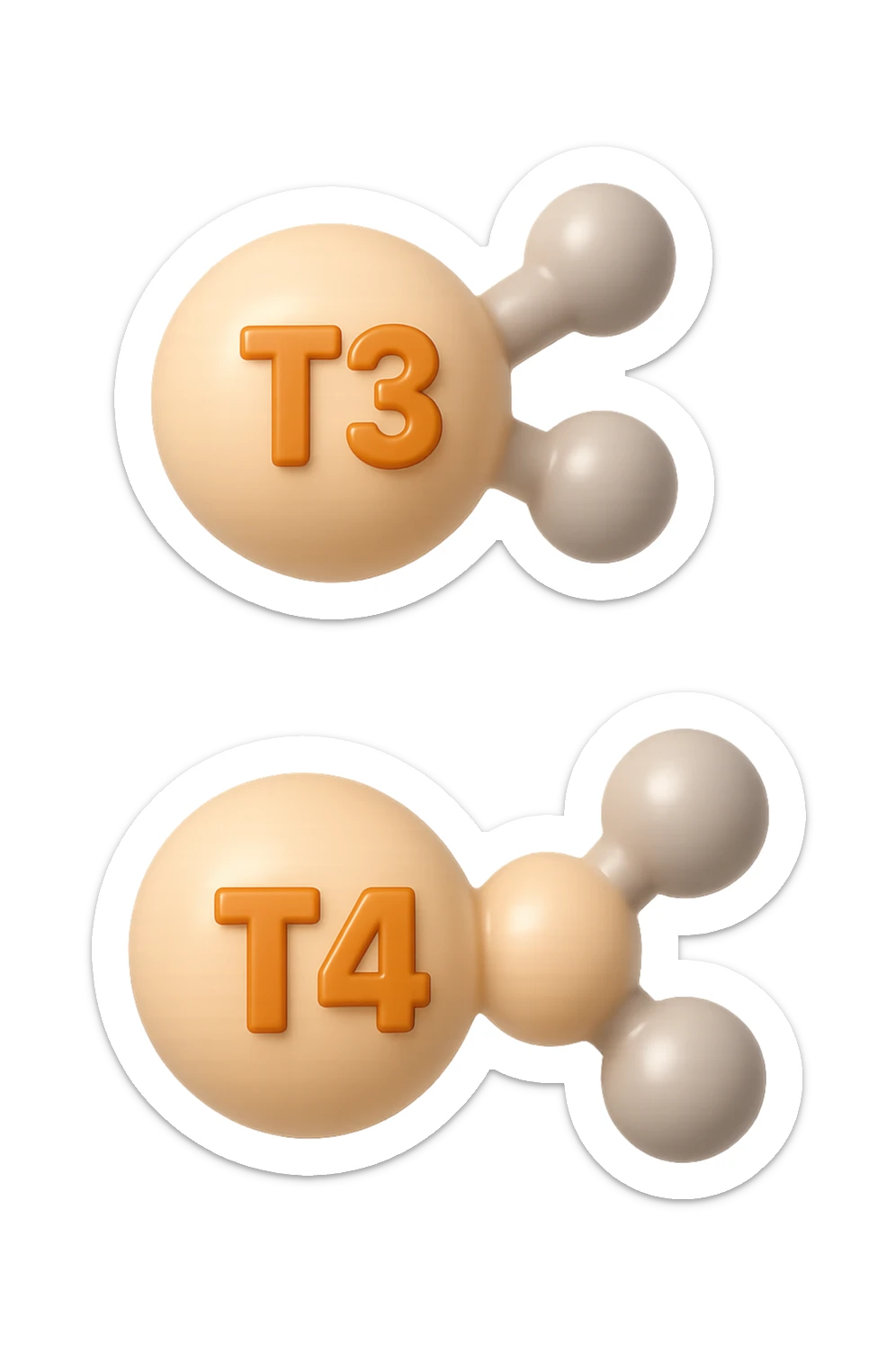 EMOJI STILE IPHONE 3D DI ormoni tiroidei che fluttuano in aria, iperrealistico 4k sticker