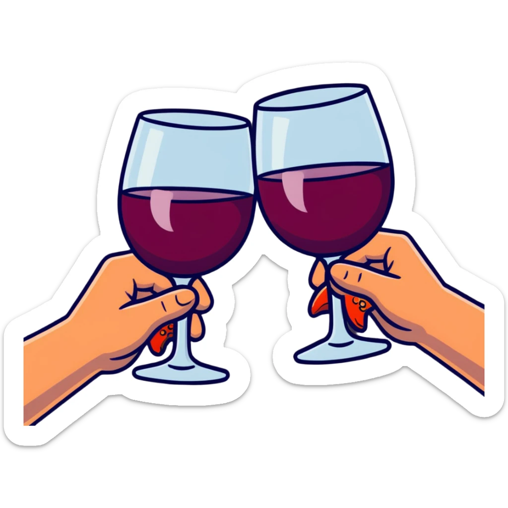 2 glasses of wine and hand holding 2 fishes and 5 loaves and make it chic sticker