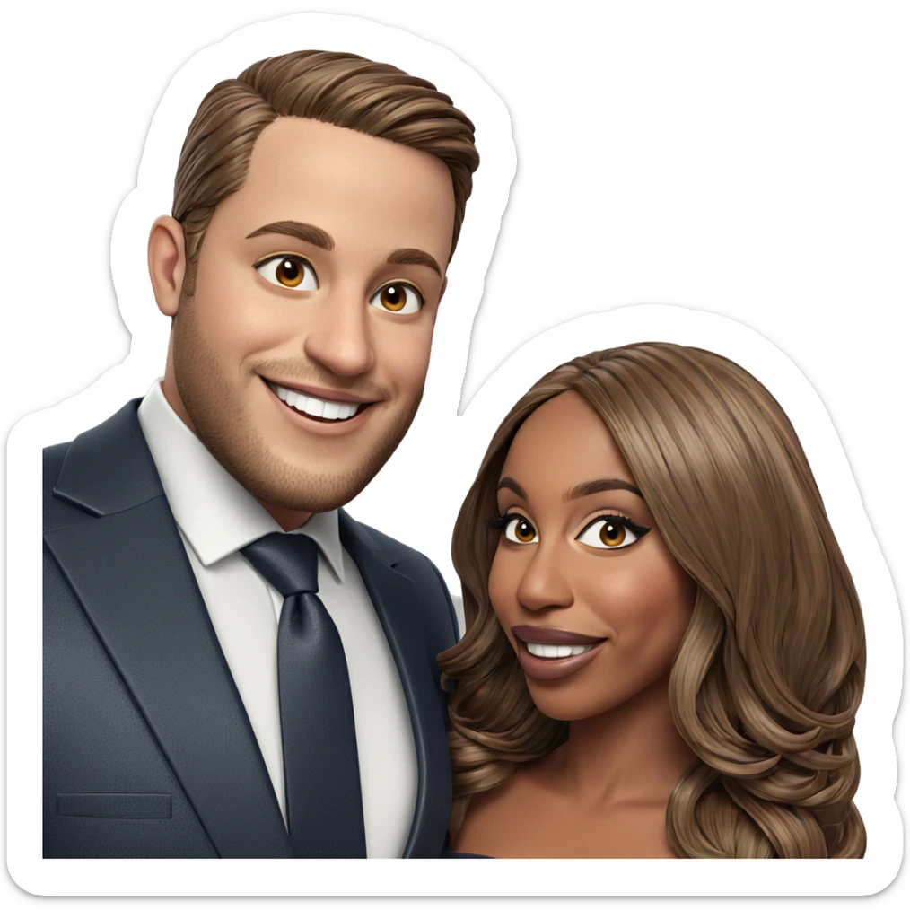 smiling couple in formal attire sticker