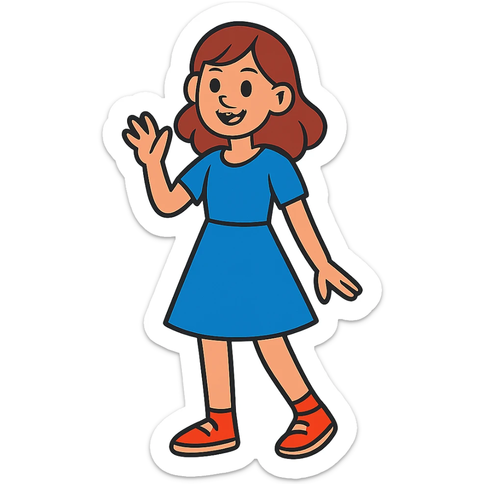 teen girl in a blue dress sticker