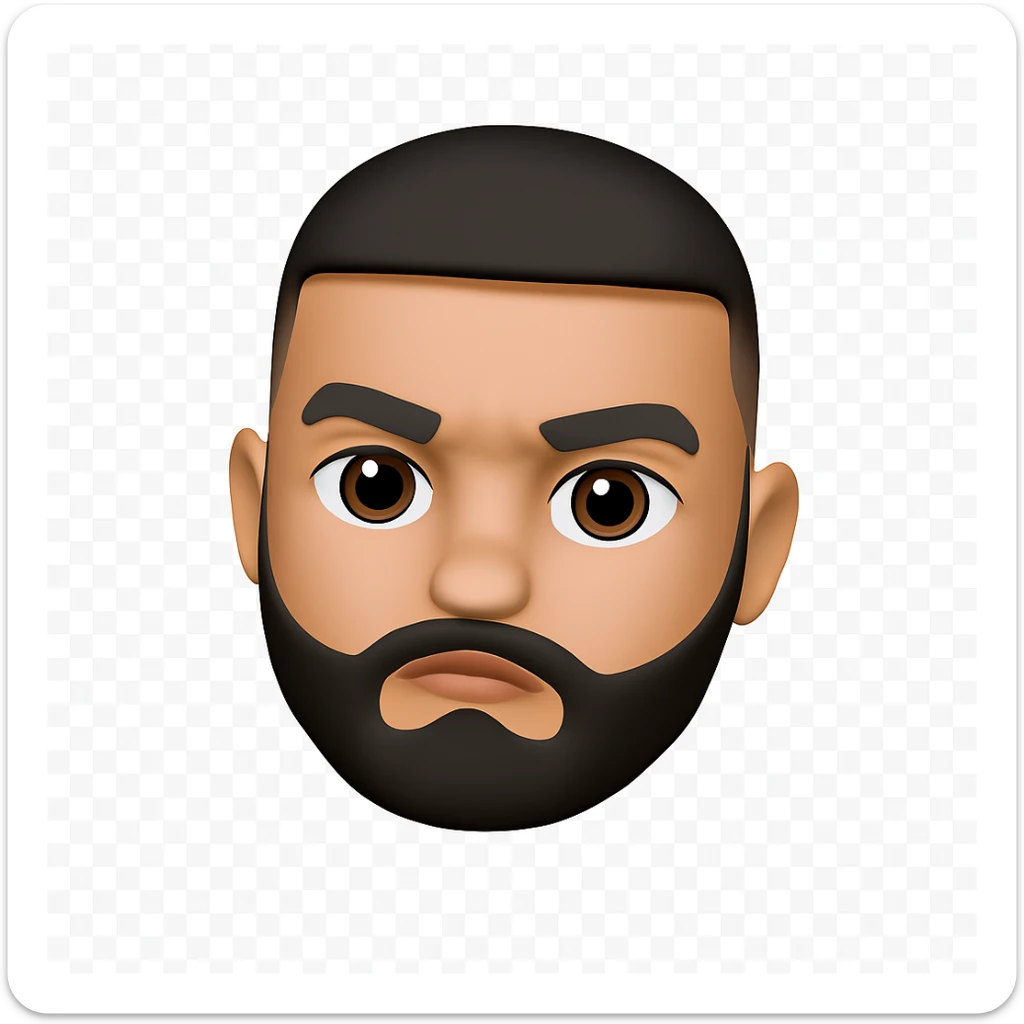 Convert this person into a 3D emoji in the Apple style, keeping the facial features and expression, with a smooth, rounded, cartoon-like look. Remove the background. The style should resemble Apple 3D emojis with a smooth and rounded cartoon-like appearance. sticker