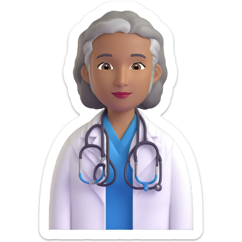 mature 60 year old doctor with stethoscope, gray hair, medium-dark tan skin tone, cinnamon skin, professional looking but not elderly sticker