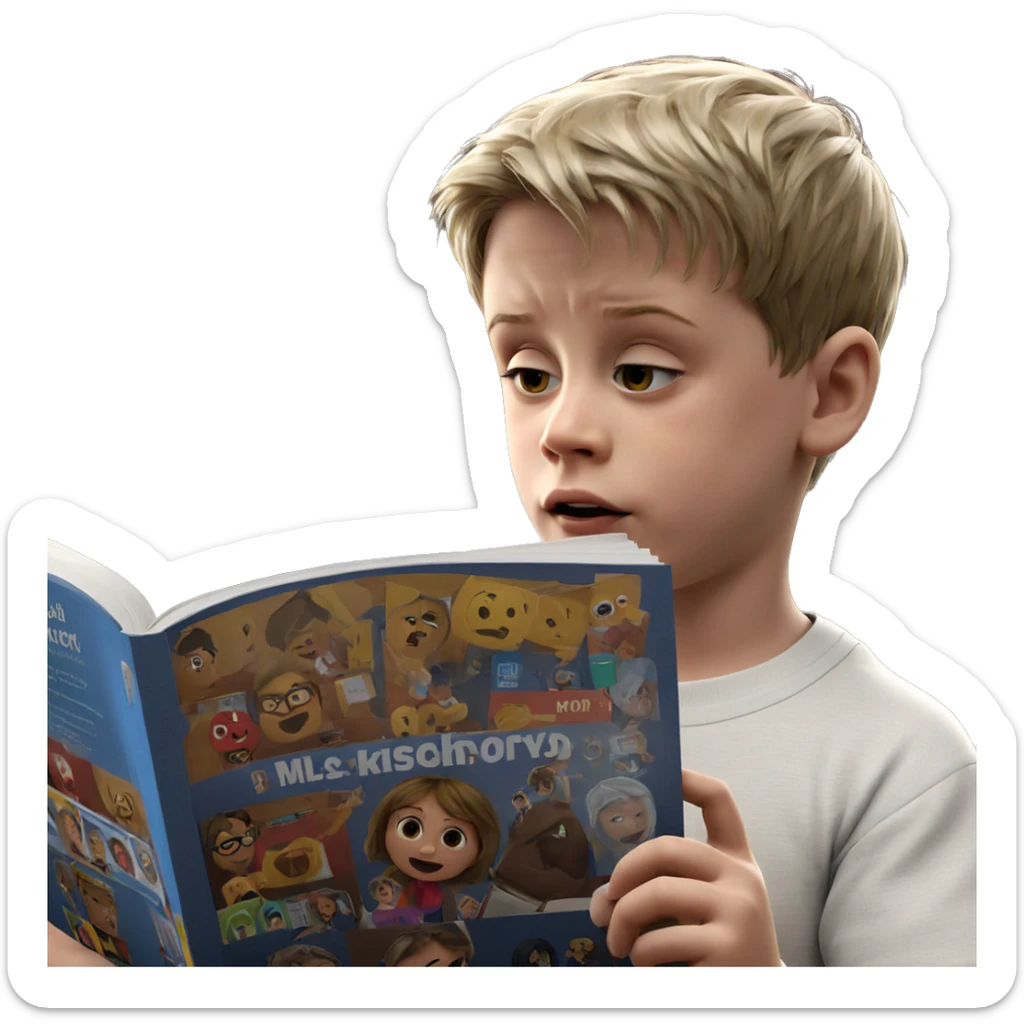 reading a book indoors sticker