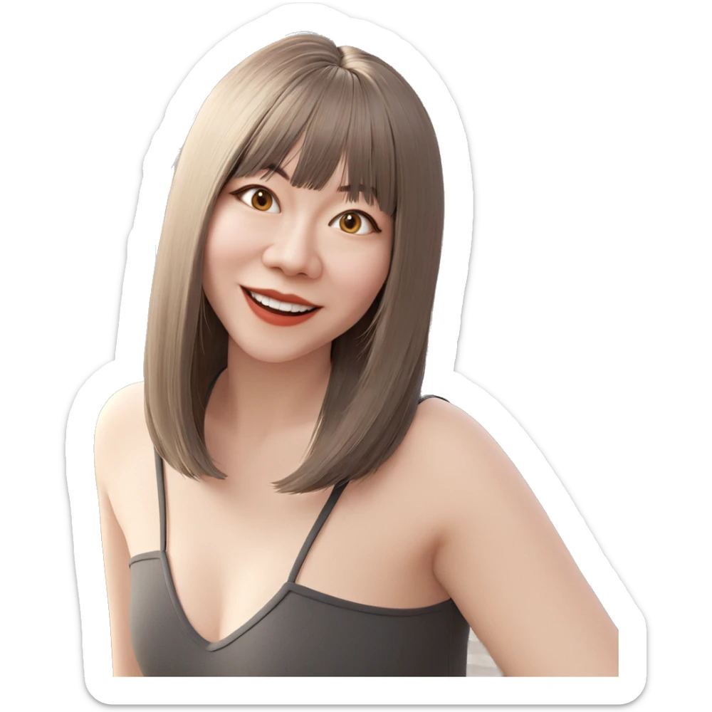 smiling girl by bookshelf sticker