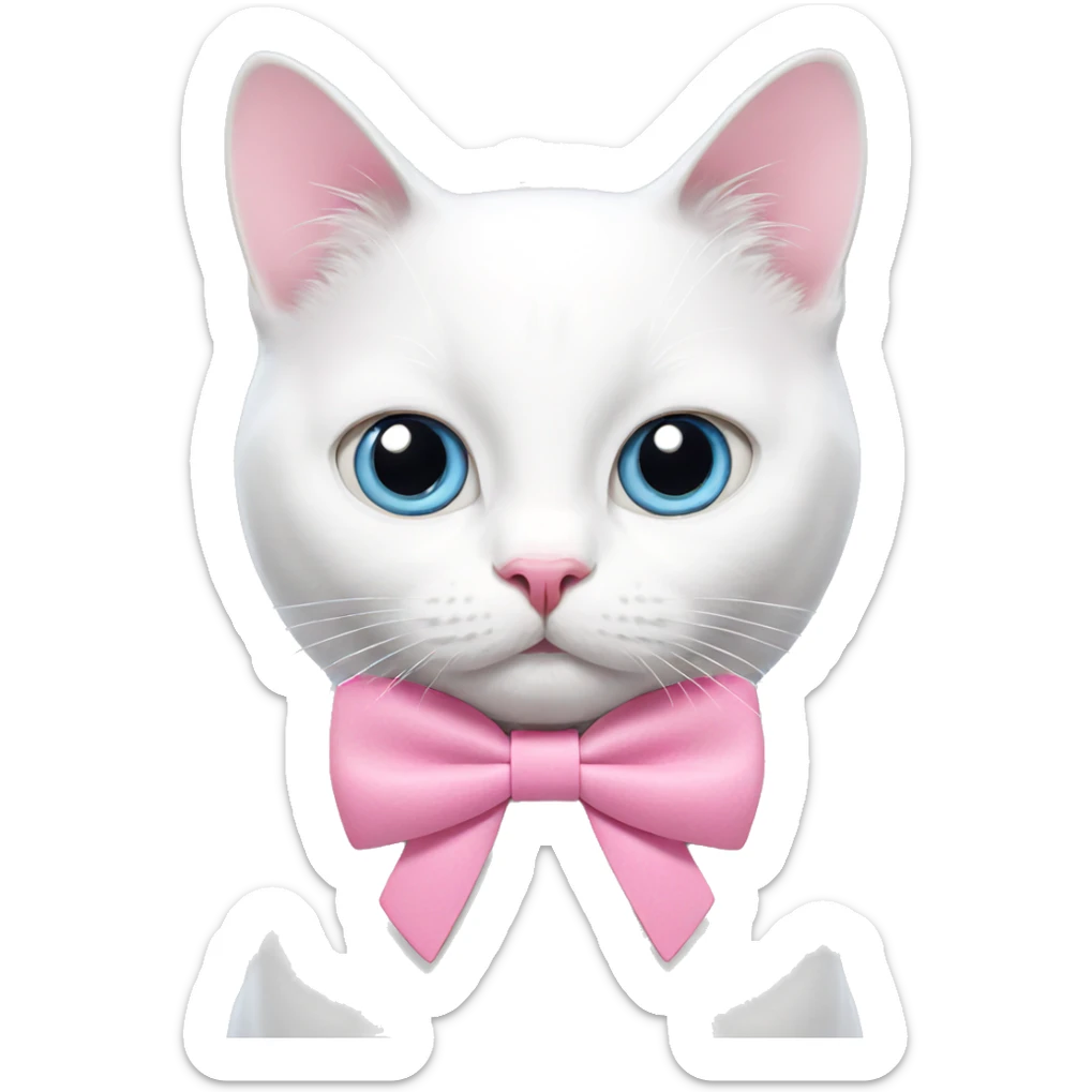 white cat with pink bowtie sticker