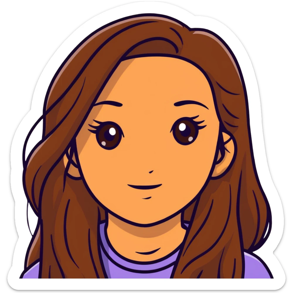 fair medium tan skin girl with hazel eyes and brown long hair sticker