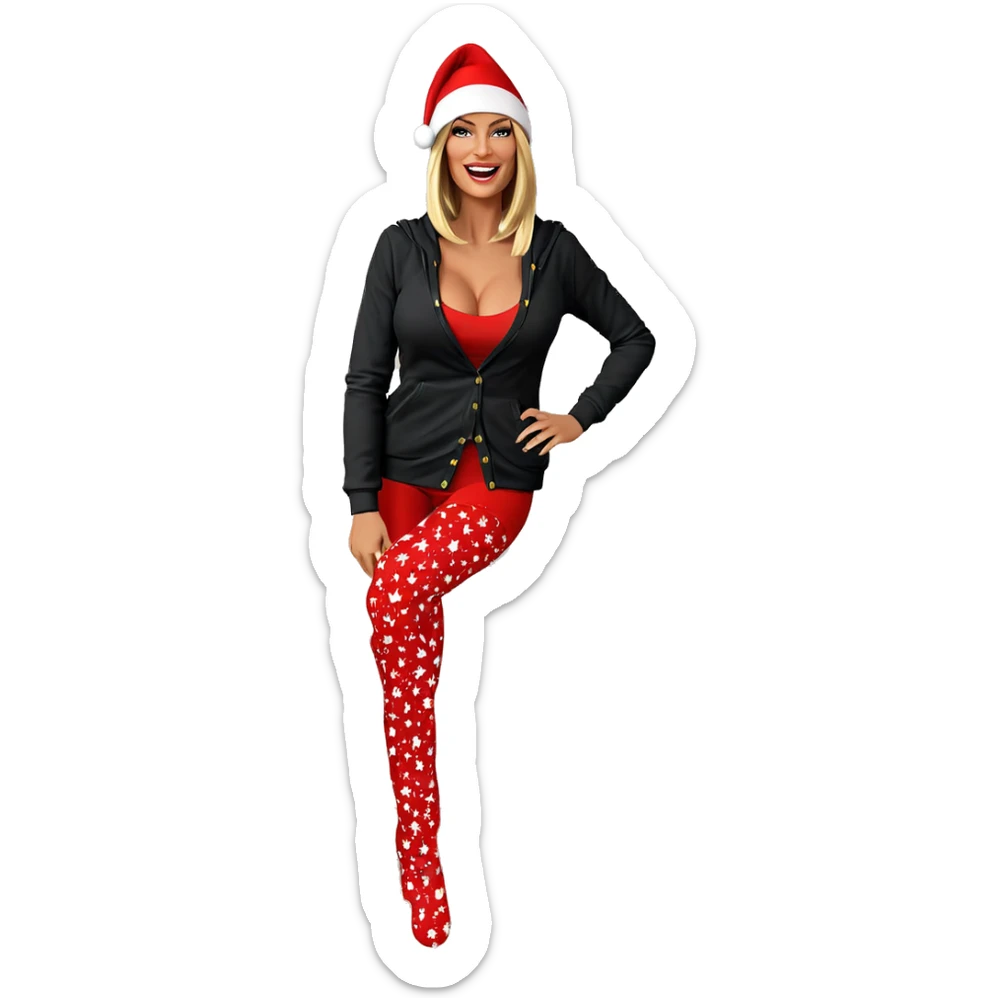 christmas girl in santa hat sticker