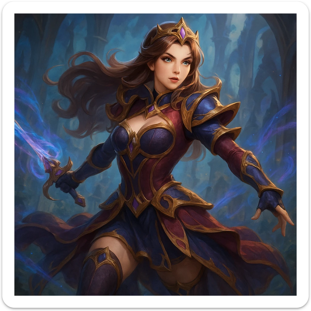 Guinevere from Mobile Legends Bang Bang, dynamic pose, detailed costume, fantasy hero, vibrant colors sticker