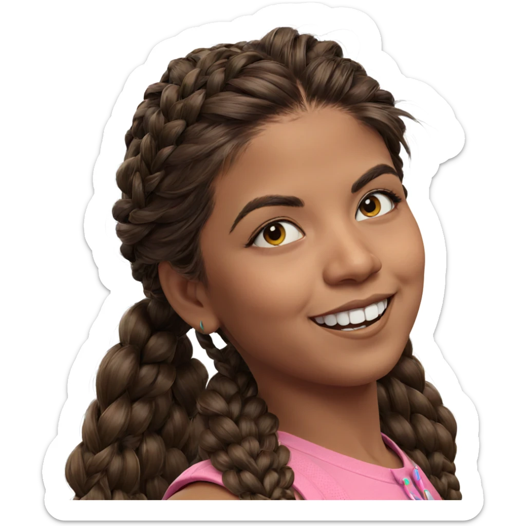 smiling girl with braided hair sticker