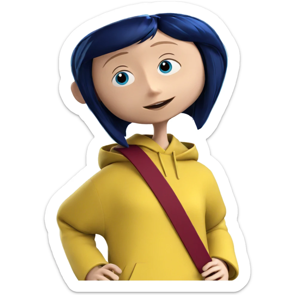 blue hair girl smiling sticker