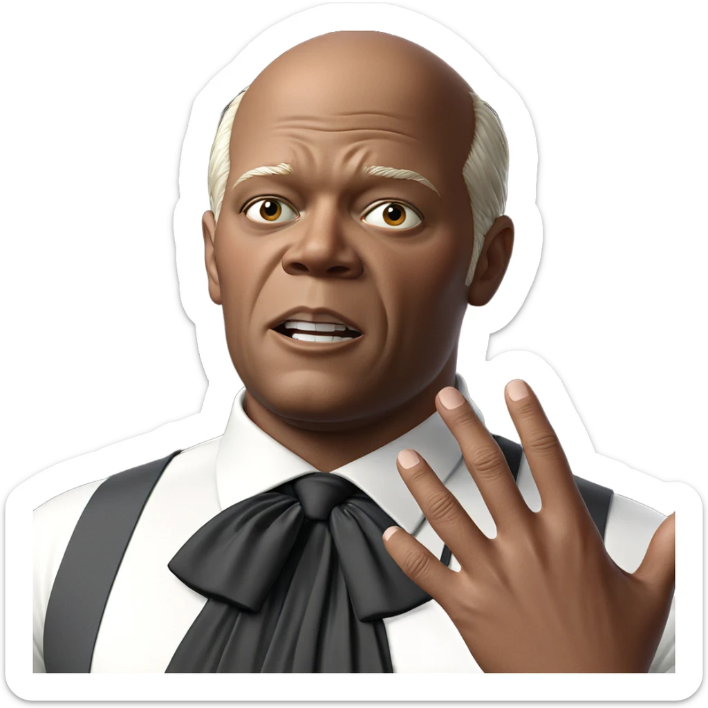 bald boy in white shirt sticker