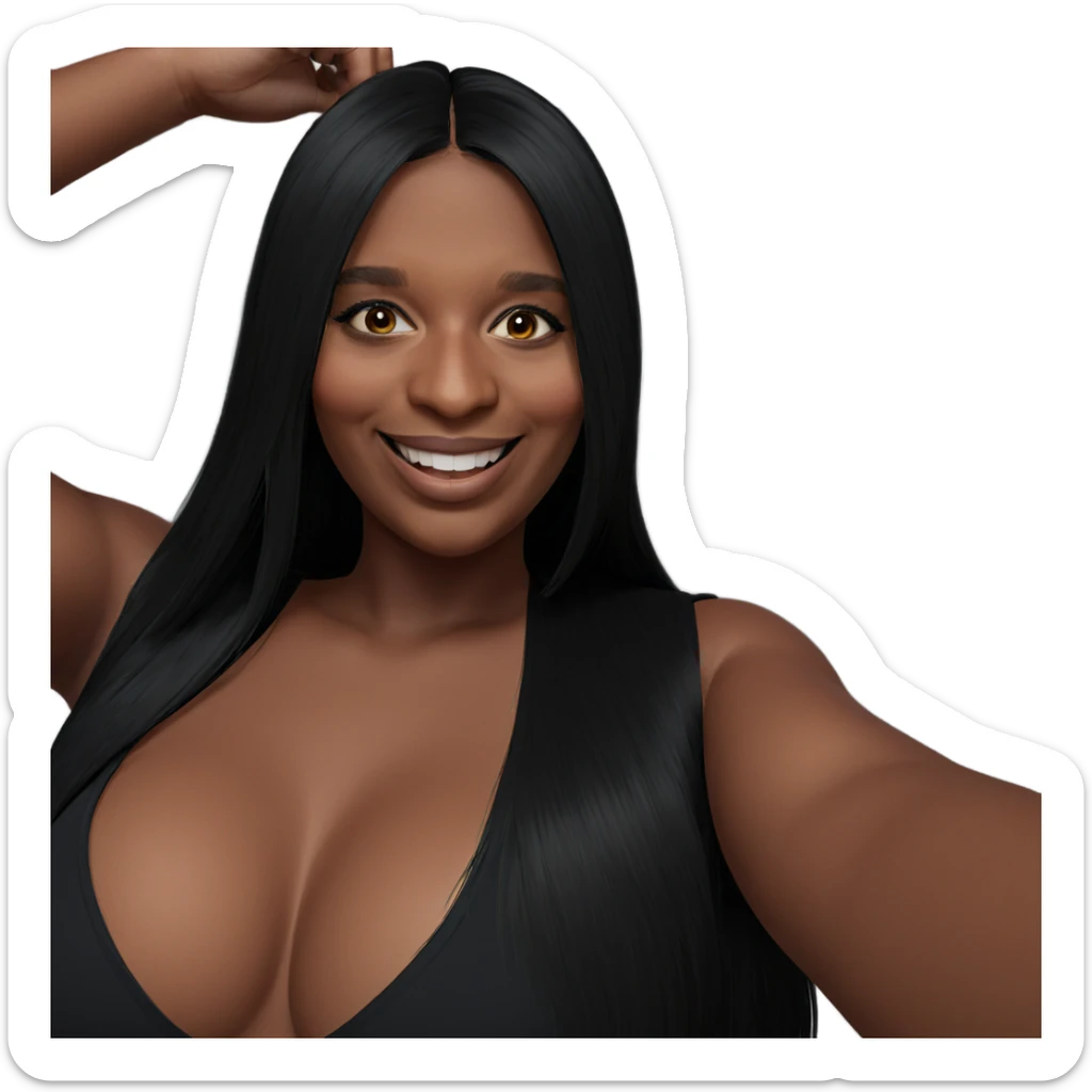 smiling girl taking selfie sticker