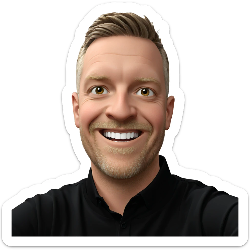 smiling young man in black sticker