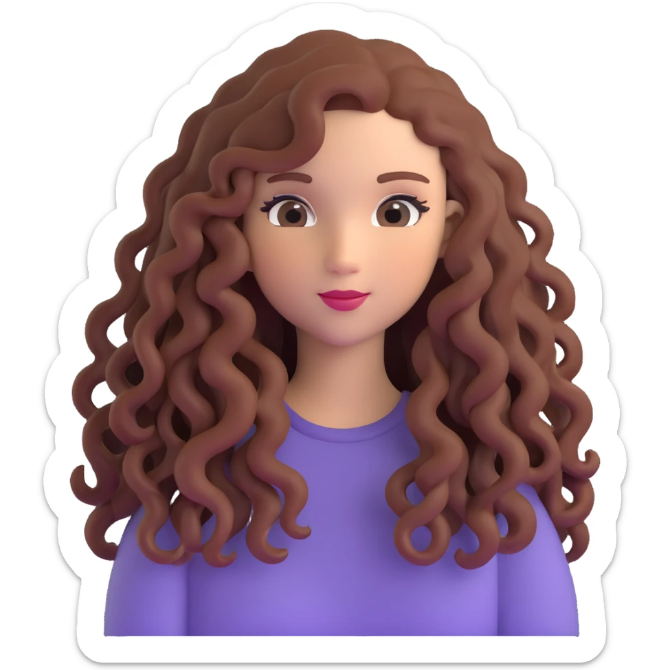 Girl with beautiful long curly hair sticker
